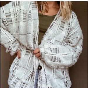 Melloday Thick Soft Fuzzy Grandpa Three Button V Neck Cardigan Size L